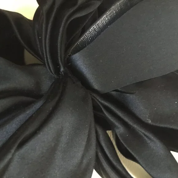 Vintage Stanley Platos Martin Ross Black Satin Oversized Bow Belt - Picture 5 of 11
